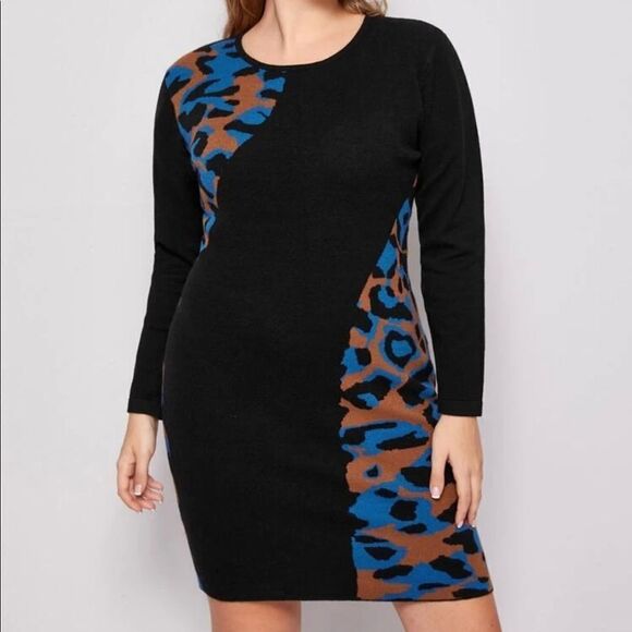 Cheetah Print accent sweater dress - Picture 5 of 7